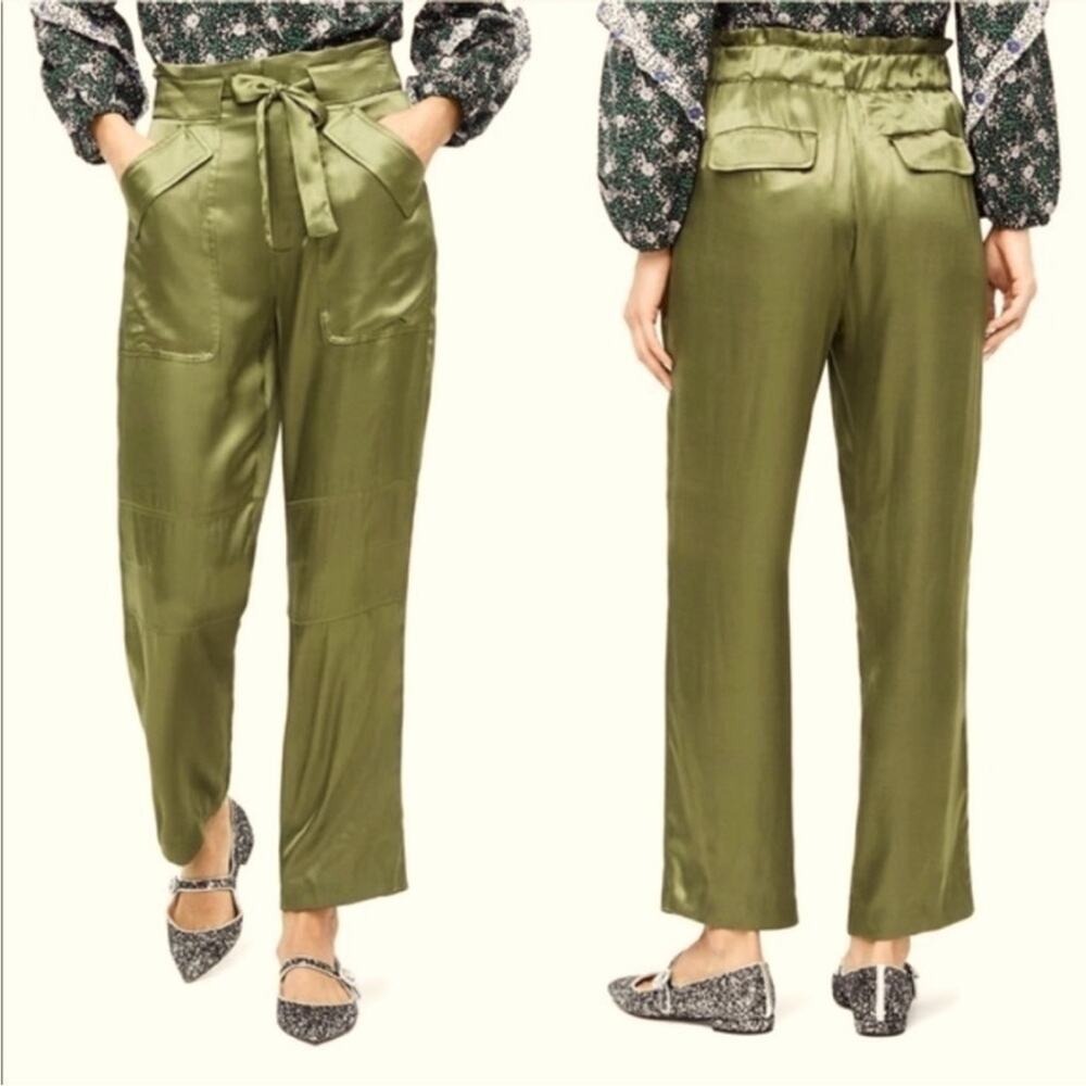 J.Crew high waisted satin paper-bag pants trousers drawstring casual 12